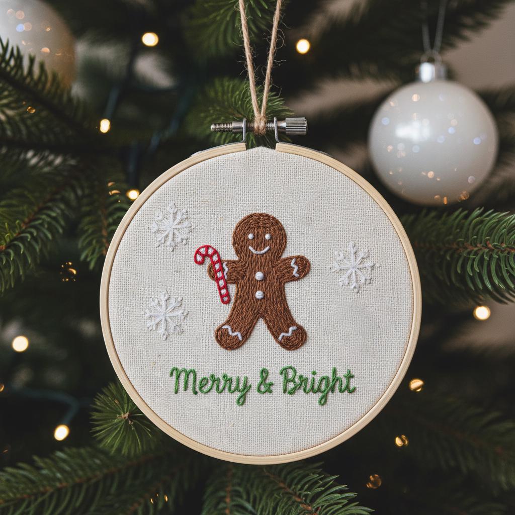 Personalized Letter Name Hand Embroidered Christmas Ornament, Custom Initial Christmas Ornaments, Tree Decor, Unique Christmas Gift