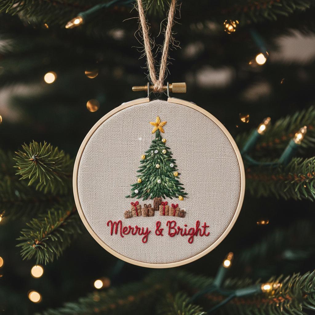 Personalized Letter Name Hand Embroidered Christmas Ornament, Custom Initial Christmas Ornaments, Tree Decor, Unique Christmas Gift