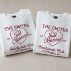 Mr and Mrs Embroidered Sweatshirt Just Married Personalized Honeymoon Matching Couple Gift Newlywed Wedding Date Custom Embroidery