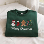 Embroidered Gingerbread Xmas Sweatshirt, Embroidered Snowman Sweatshirt, Embroidered Christmas Stock Sweatshirt, Candy Cane Shirt, Pine Tree (Copy)