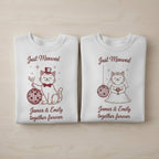 Embroidered Just Married Comfort Colors Shirt Honeymoon Shirts Newlywed Cat Couple Matching Mr and Mrs Personalized Wedding Date Gift