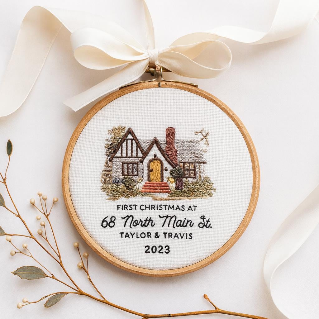 Personalized New Home Embroidered Christmas Ornament: Custom Photo