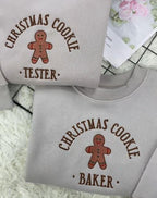 Embroidered Christmas Cookie Baker & Tester Sweatshirt Set, Gingerbread Holiday Hoodie, Matching Family Xmas Gift, Cute Baking Outfit