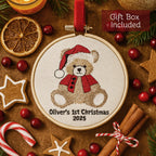 Baby's First Christmas Ornament, Embroidered New Baby Gift Custom Embroidered Ornament Keepsake Personalized Ornament for Baby 1st Christmas