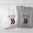 Our First Christmas Married Embroidered Sweatshirt Custom Couple Names Mr and Mrs Matching Outfit Personalized Newlywed Gift 2025