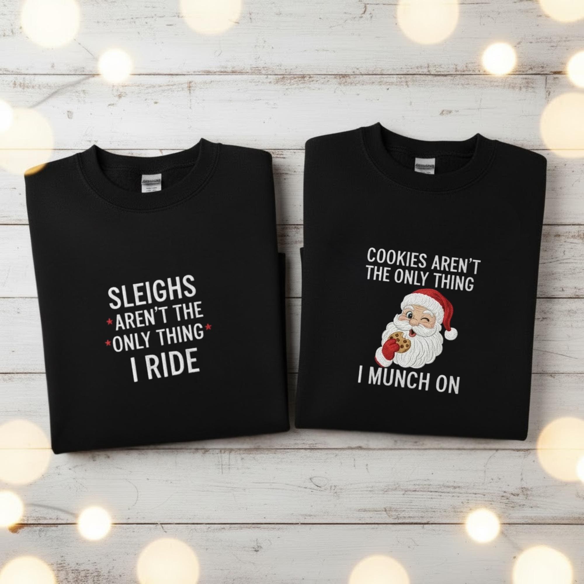Personalized Embroidered Couples Christmas Sweatshirt Matching Festive Outfit Funny Holiday Gift Cozy His And Hers Sweatshirt