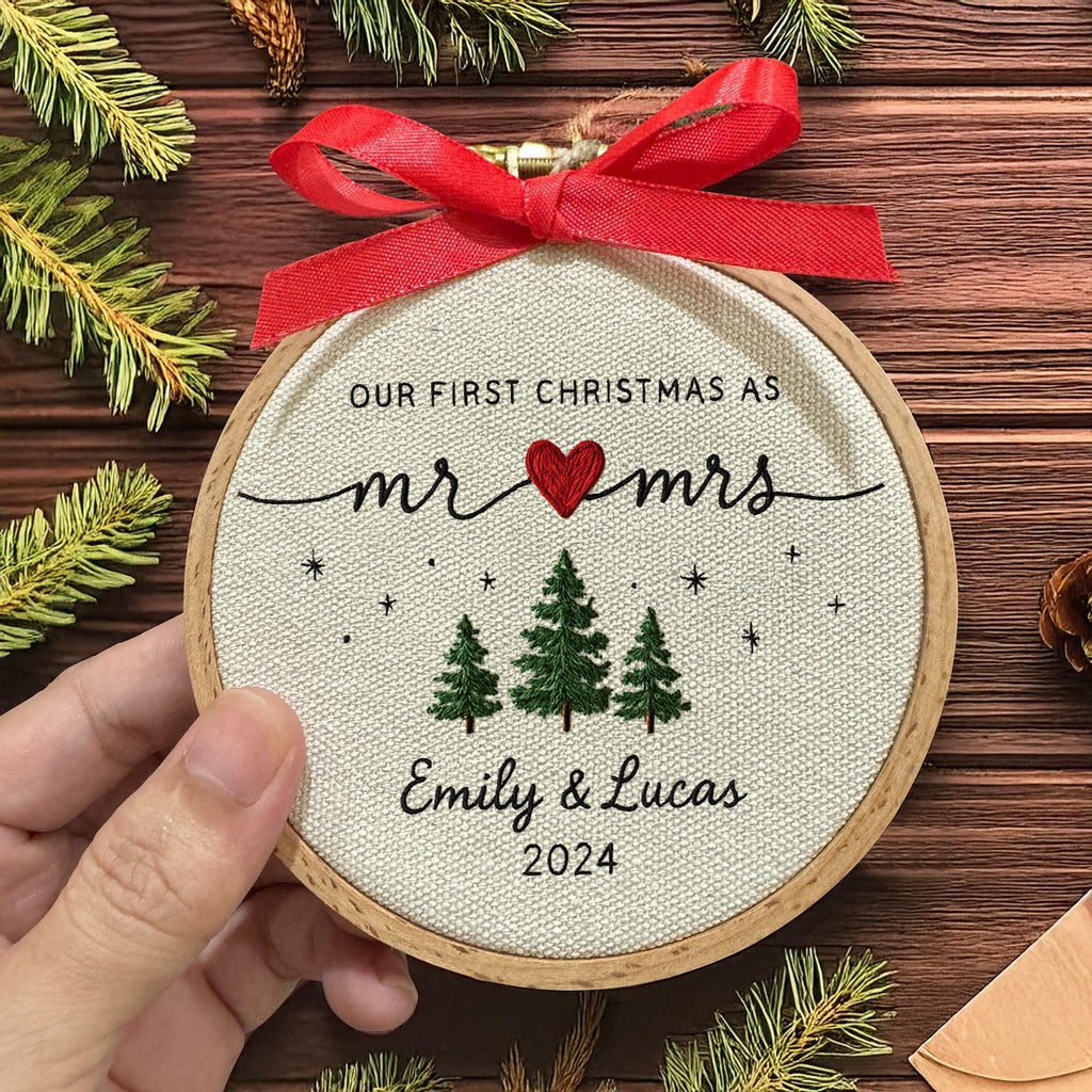 Babys First Christmas Ornament, New Baby Gift, Custom Ornament Keepsake, Personalized Embroidered Ornament for Baby Girls First Christmas 7
