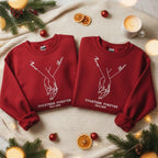 Personalized Couples Embroidered Sweatshirt Holding Hands Line Art Custom Engagement Gift Matching His Her Love Shirt