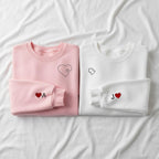 Personalized Embroidered Heart And Puzzle Piece Sweatshirt Matching Couples Gift Anniversary Valentines Day Gift For Boyfriend Girlfriend
