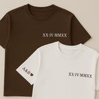 Roman Numeral Embroidered Matching Sweatshirt, Custom Initials With Heart Sleeve , Boyfriend Gift, Custom Anniversary Date Couple Jumper