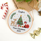 Babys First Christmas Ornament, New Baby Gift, Custom Ornament Keepsake, Personalized Embroidered Ornament for Baby Girls First Christmas 5