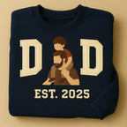 Custom Embroidered Dad Sweatshirt – Personalized Father’s Day Gift, Portrait from Photo, Family Sweatshirt, Custom text Shirt, New Dad Gift