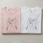 Couples embroidered sweatshirt holding hands line art design matching his and hers anniversary gift matching outfit