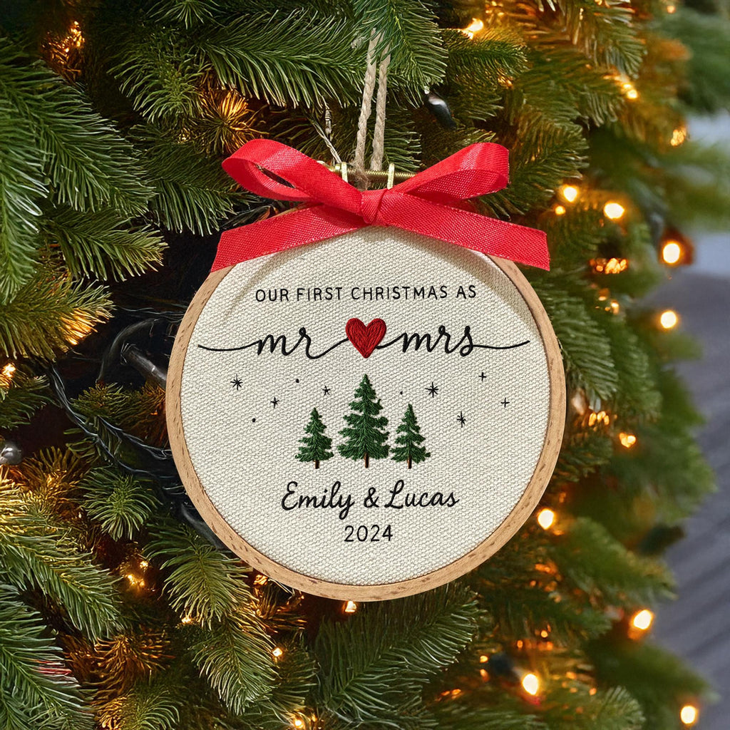 Babys First Christmas Ornament, New Baby Gift, Custom Ornament Keepsake, Personalized Embroidered Ornament for Baby Girls First Christmas 7
