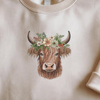 Highland Cow Embroidered Sweatshirt: Farm Animal Design