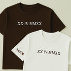 Roman Numeral Embroidered Matching Hoodie, Custom Initials With Heart Sleeve Jumper, Custom Anniversary Date Couple Hoodies, Boyfriend Gift