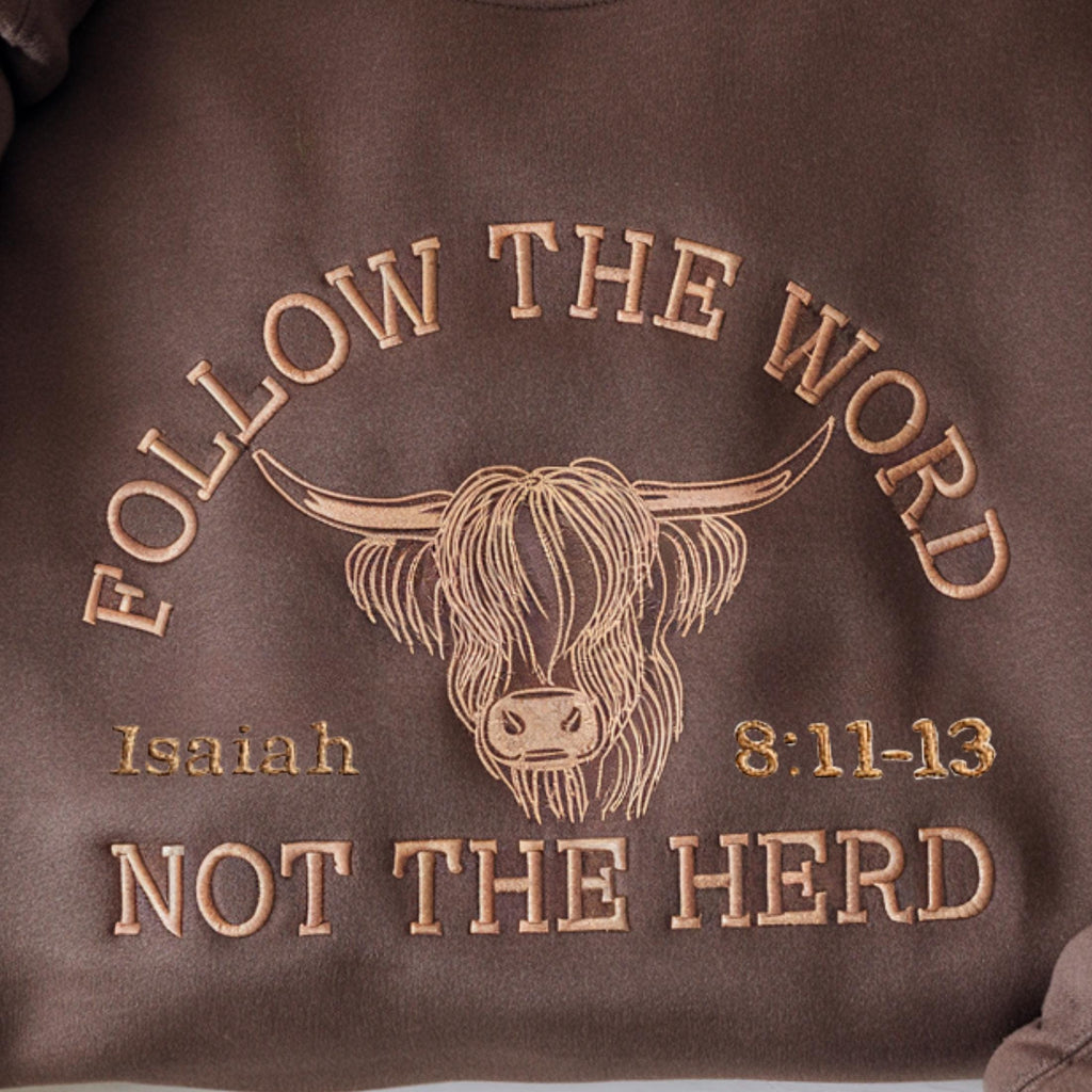 Embroidered Highland Cow Sweatshirt: Christian Western Bible Verse
