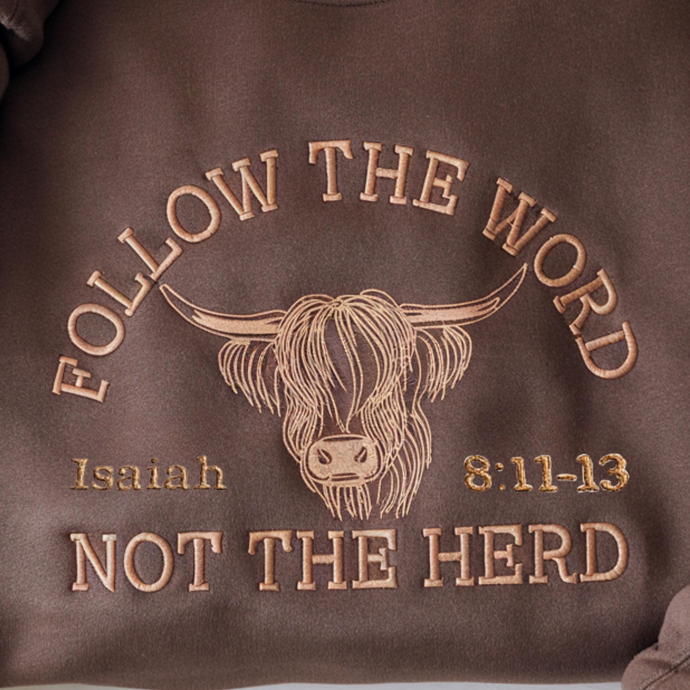 Embroidered Highland Cow Sweatshirt: Christian Western Bible Verse