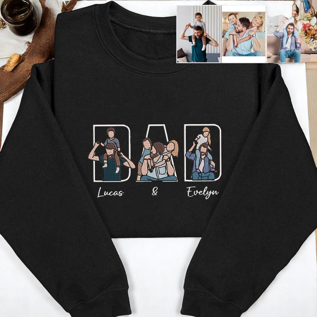 Dad Portrait Custom Embroidered Hoodie, Custom Photo Embroidered Sweatshirt For Dad, New Dad Shirt, Fathers Day Gifts, Gift For Husband