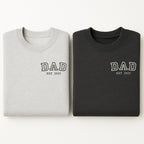 Personalised Embroidered DAD Est Hoodie, Custom DAD Est T Shirt, Custom Gift for New Parents, Matching Couple Gift, MUM Est Year Embroidery