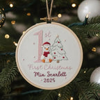 Custom Reindeer Baby's First Christmas Hand Embroidered Ornament, Personalized Unique Gift for New Baby, 2025 Christmas Gift, Holiday Decor 3