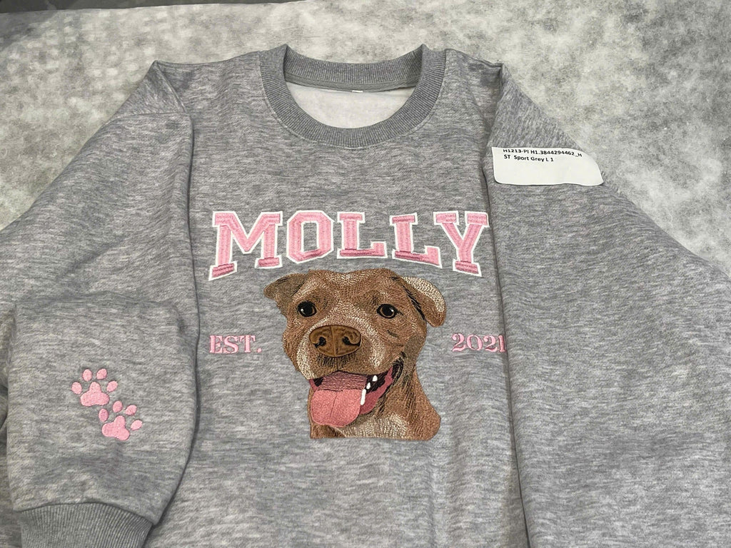Embroidered Cat Mom Sweatshirt, Custom Cat Est Hoodie, Personalized Cat Lover Gifts, Shirt Pet Portrait Gift, Birthday Gift For Pet Mom