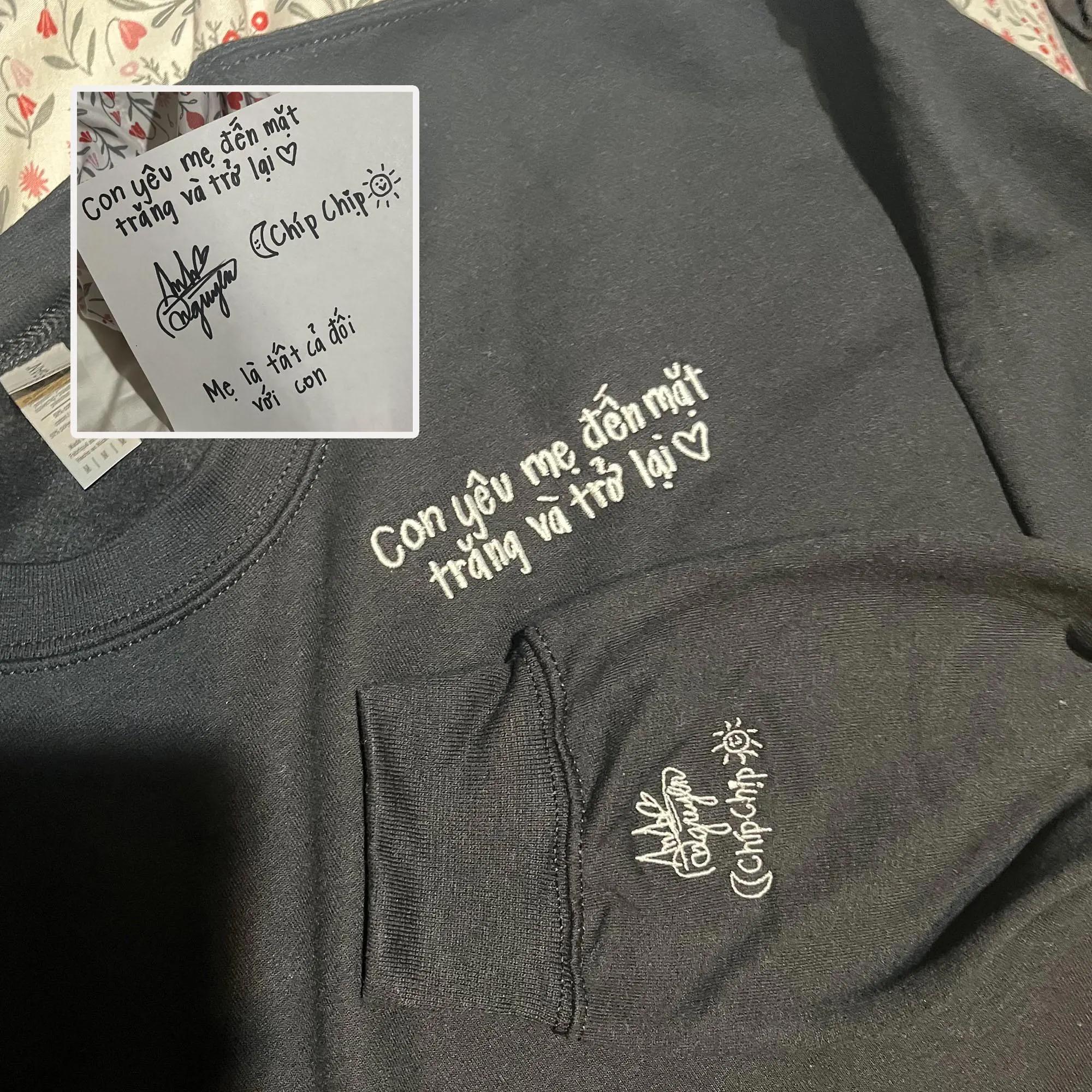 Custom Your Handwriting Embroidered Sweatshirt - Embroider Couple Message Sweater - Couple Matching Sweaters - Personalized Gift For Him Her