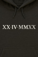 Roman Numeral Embroidered Matching Hoodie, Custom Initials With Heart Sleeve Jumper, Custom Anniversary Date Couple Hoodies, Boyfriend Gift
