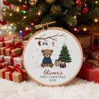 Personalized Baby’s First Christmas Embroidered Ornament, Custom Newborn Keepsake, Baby Girl Ornament, Handmade New Baby Gift
