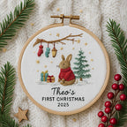Babys First Christmas Ornament, New Baby Gift, Custom Ornament Keepsake, Personalized Embroidered Ornament for Baby Girls First Christmas 3