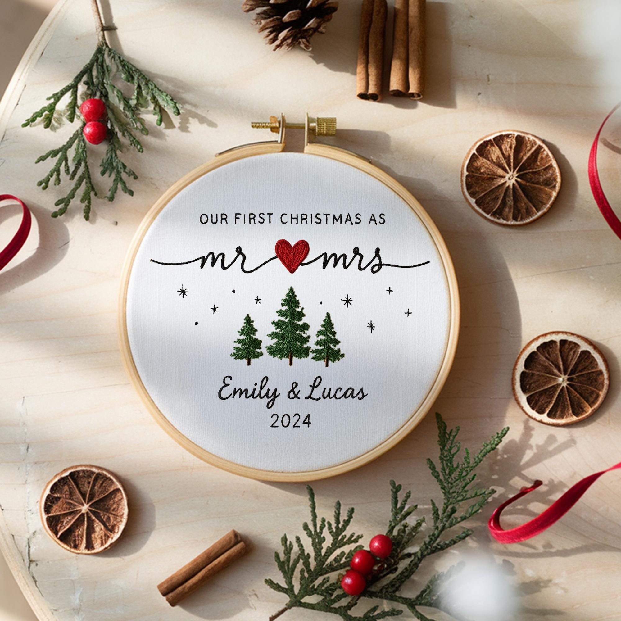 Babys First Christmas Ornament, New Baby Gift, Custom Ornament Keepsake, Personalized Embroidered Ornament for Baby Girls First Christmas 7