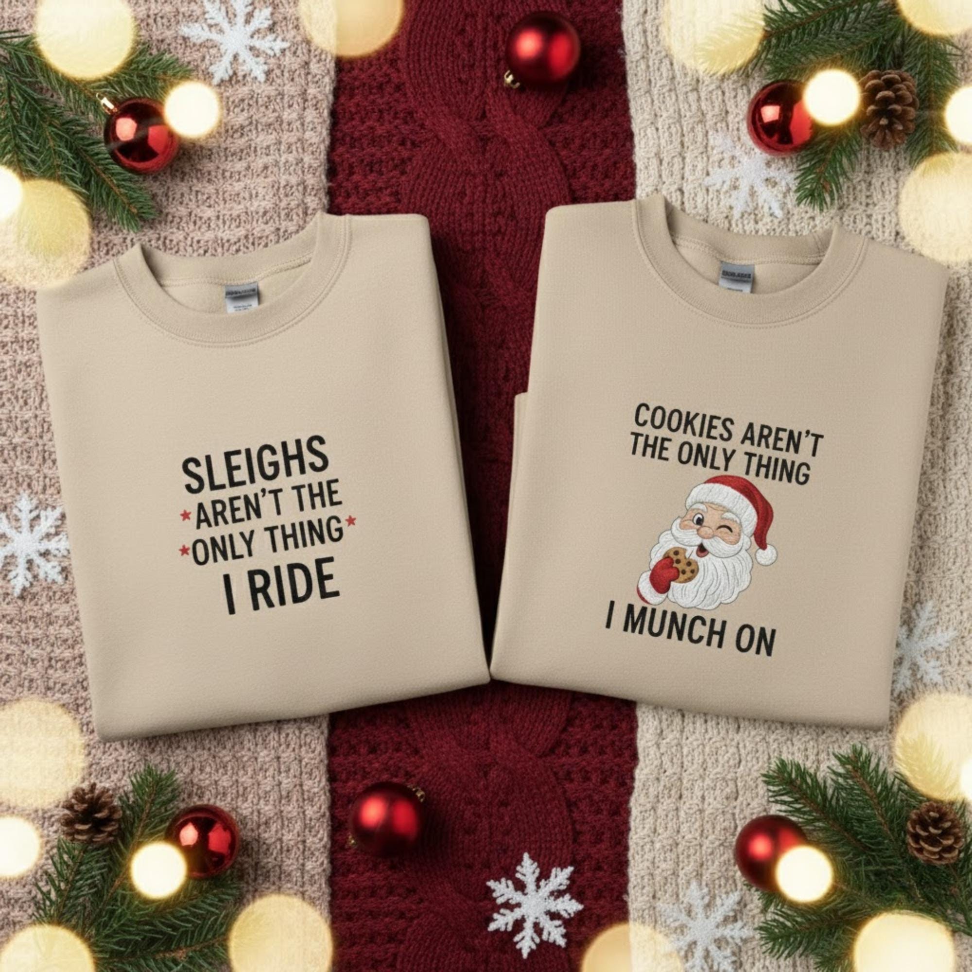 Personalized Embroidered Couples Christmas Sweatshirt Matching Festive Outfit Funny Holiday Gift Cozy His And Hers Sweatshirt