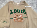 Embroidered Cat Mom Sweatshirt, Custom Cat Est Hoodie, Personalized Cat Lover Gifts, Shirt Pet Portrait Gift, Birthday Gift For Pet Mom