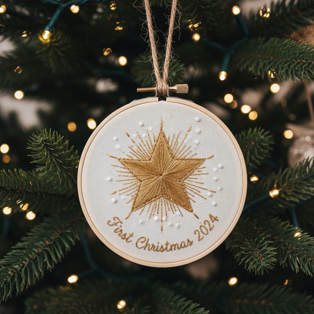 Personalized Baby's First Christmas Train Hand Embroidered Ornament, Handmade Holiday Decor, 2025 Gift for New Baby,Custom Christmas Gift