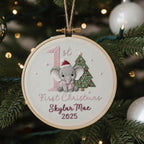 Custom Reindeer Baby's First Christmas Hand Embroidered Ornament, Personalized Unique Gift for New Baby, 2025 Christmas Gift, Holiday Decor 3