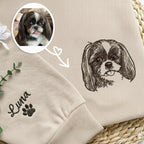 Custom Embroidered Line Art Pet Portrait Crewneck, Dog & Cat Gift 3