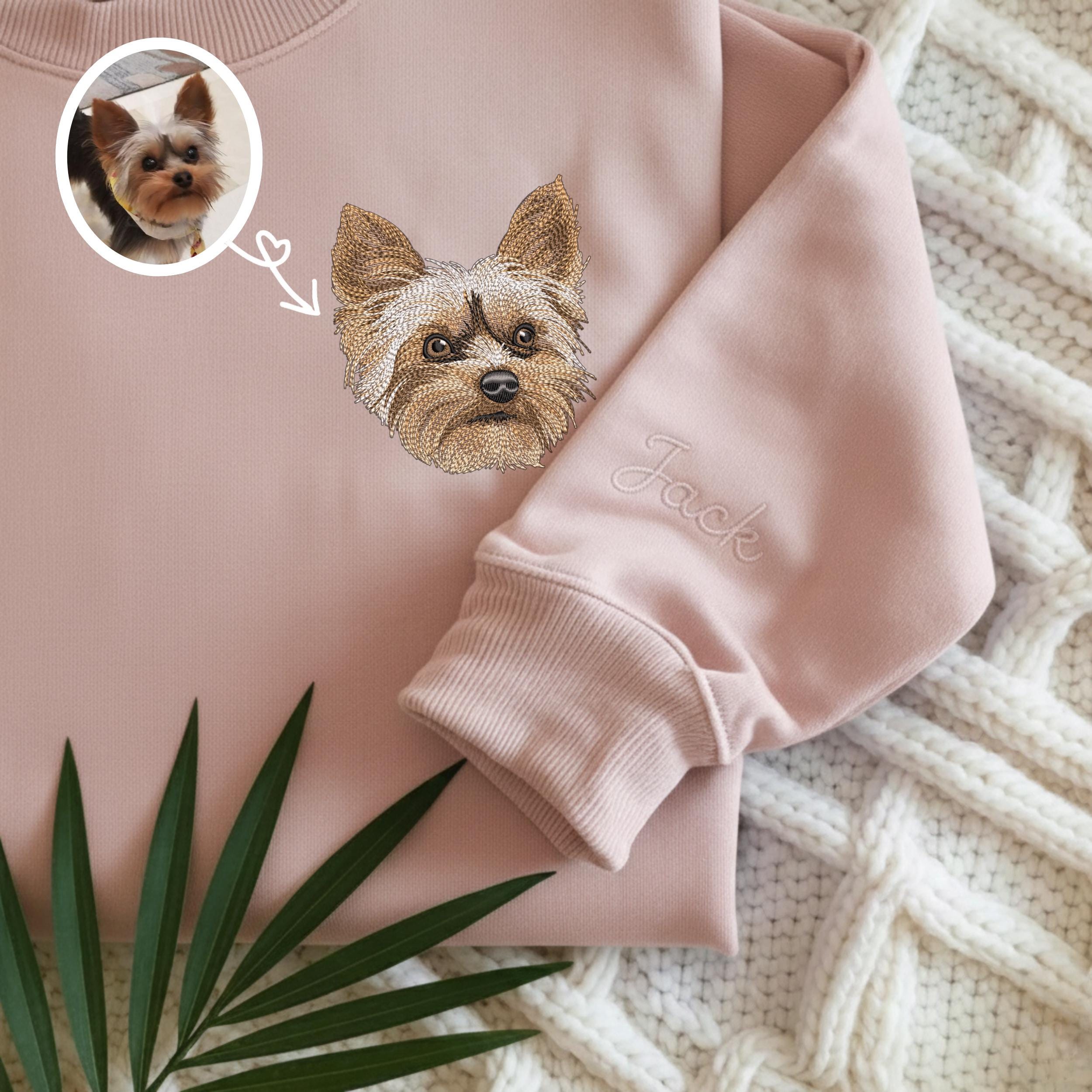 Custom Pet Portrait Embroidered Sweatshirt, Dog Memorial Gift