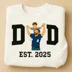 Custom Embroidered Dad Sweatshirt – Personalized Father’s Day Gift, Portrait from Photo, Family Sweatshirt, Custom text Shirt, New Dad Gift
