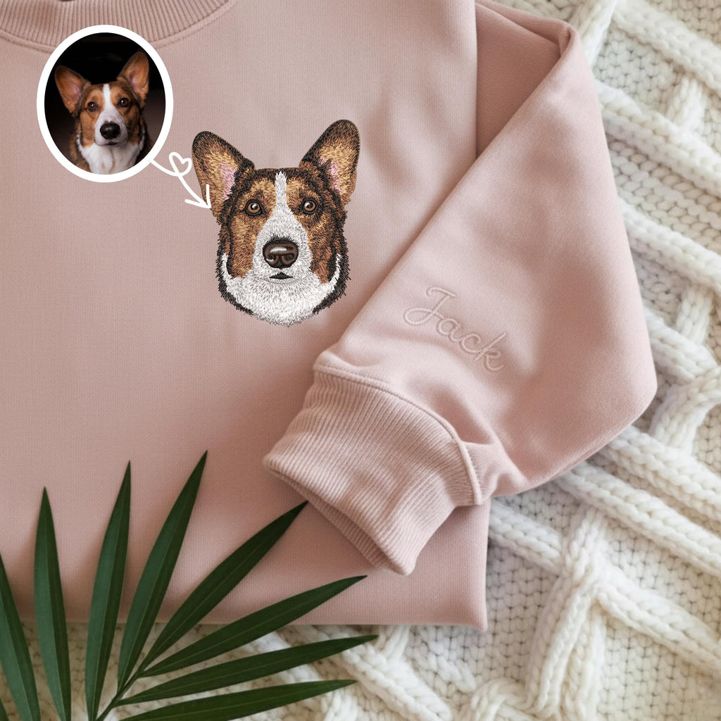 French Bulldog Embroidered Sweatshirt, Custom Pet Portrait Gift