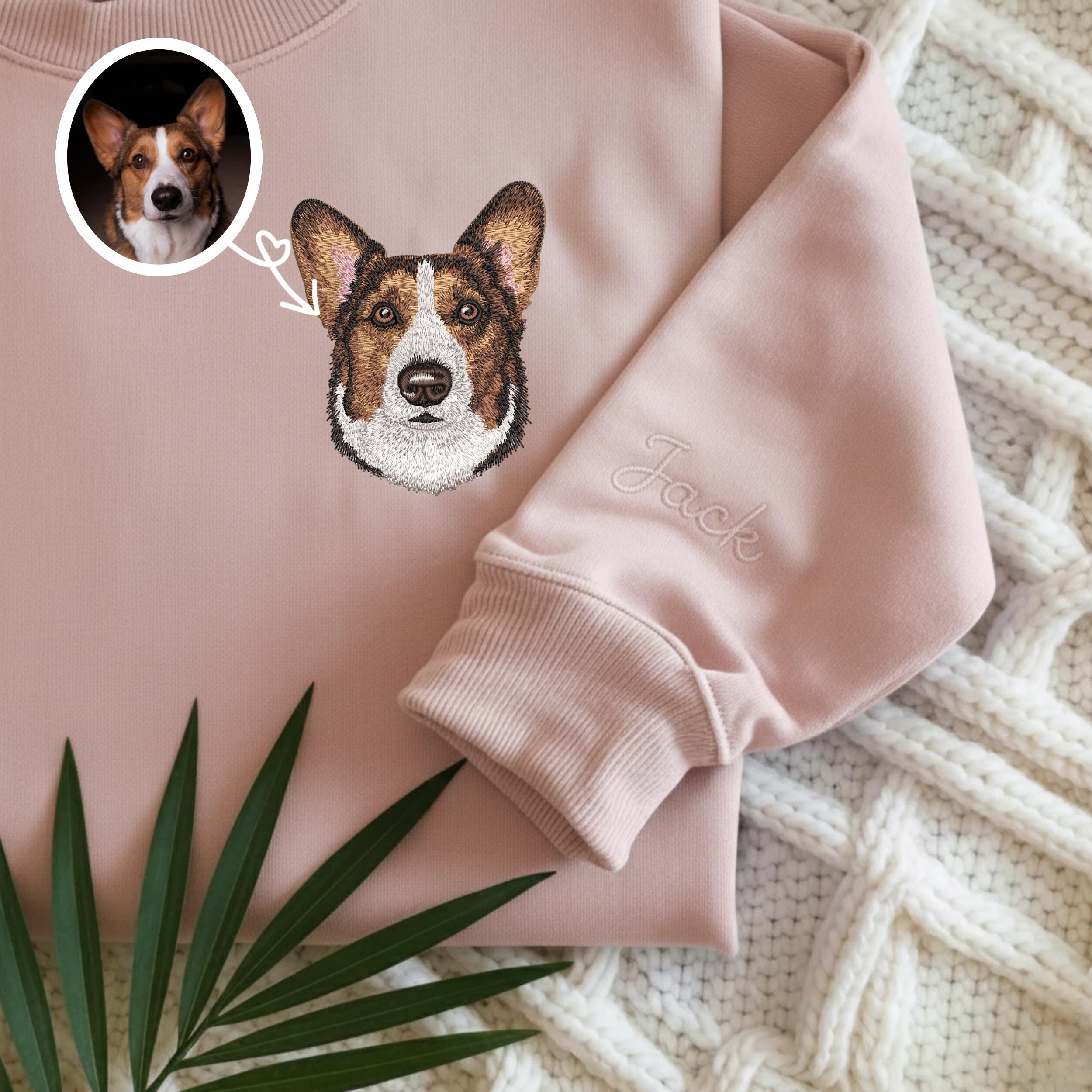 French Bulldog Embroidered Sweatshirt, Custom Pet Portrait Gift
