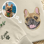 Embroidered Pet Portrait Sweatshirt, Personalized Pitbull Memorial Gift
