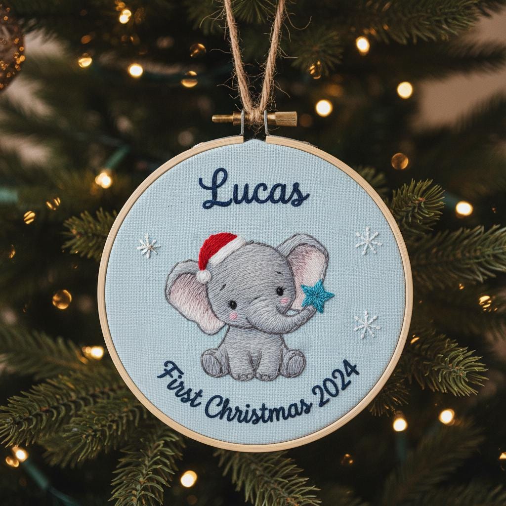 Personalized Baby's First Christmas Train Hand Embroidered Ornament, Handmade Holiday Decor, 2025 Gift for New Baby,Custom Christmas Gift