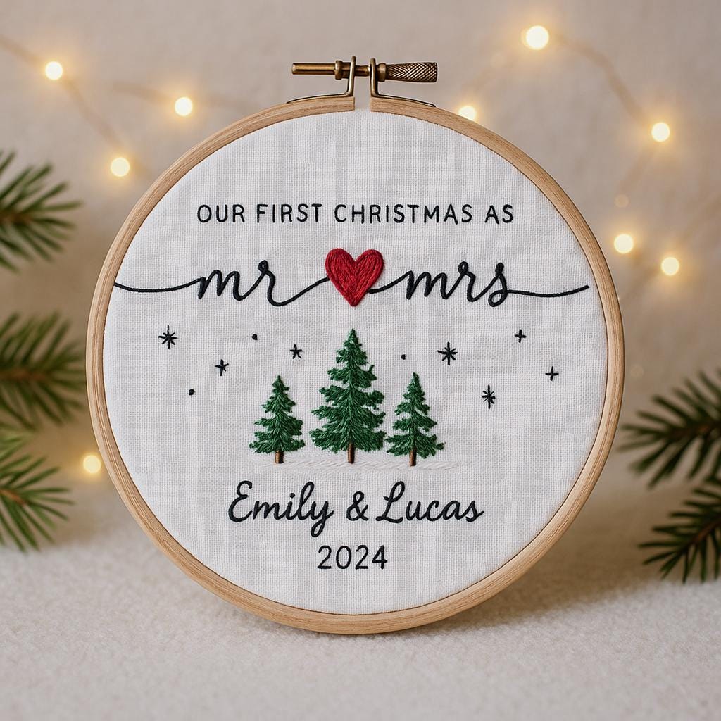 Babys First Christmas Ornament, New Baby Gift, Custom Ornament Keepsake, Personalized Embroidered Ornament for Baby Girls First Christmas 7
