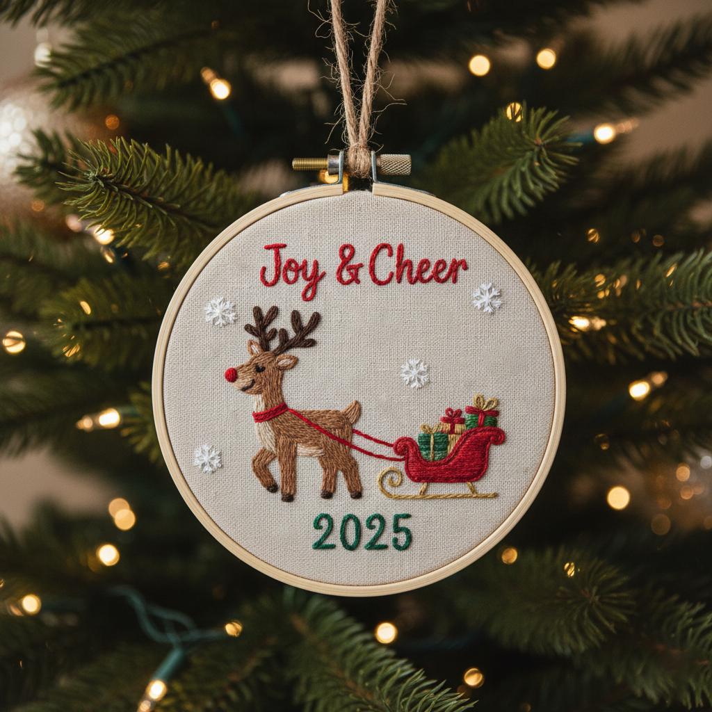 Personalized Letter Name Hand Embroidered Christmas Ornament, Custom Initial Christmas Ornaments, Tree Decor, Unique Christmas Gift