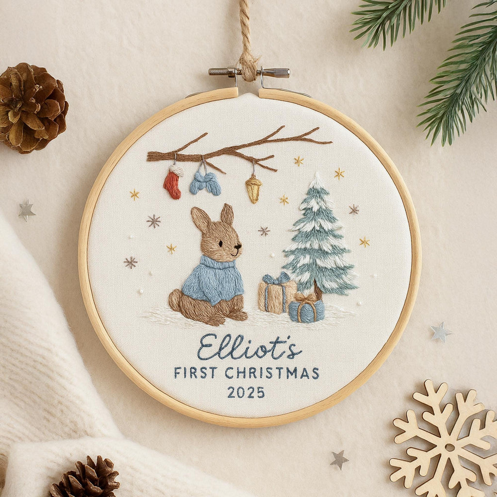 Babys First Christmas Ornament, New Baby Gift, Custom Ornament Keepsake, Personalized Embroidered Ornament for Baby Girls First Christmas 4
