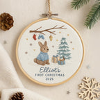 Babys First Christmas Ornament, New Baby Gift, Custom Ornament Keepsake, Personalized Embroidered Ornament for Baby Girls First Christmas 4