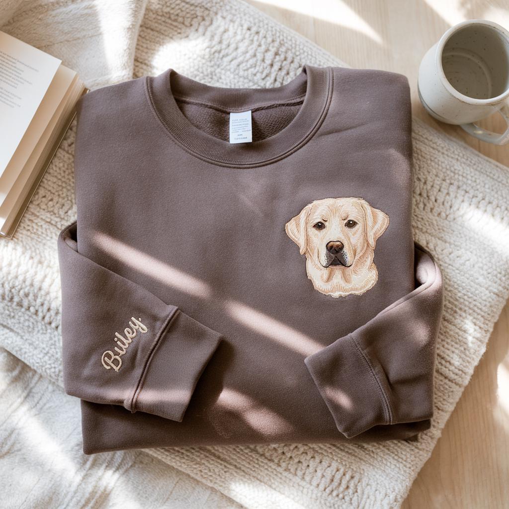 Embroidered Dachshund Sweatshirt, Custom Pet Portrait, Dog Memorial Gift