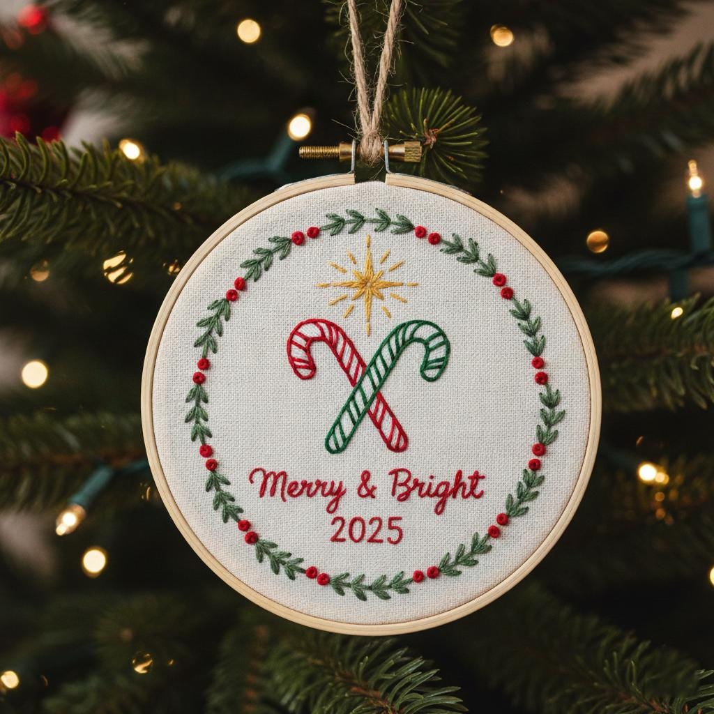 Personalized Letter Name Hand Embroidered Christmas Ornament, Custom Initial Christmas Ornaments, Tree Decor, Unique Christmas Gift