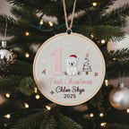 Custom Reindeer Baby's First Christmas Hand Embroidered Ornament, Personalized Unique Gift for New Baby, 2025 Christmas Gift, Holiday Decor 3