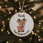 Personalized Baby's First Christmas Train Hand Embroidered Ornament, Handmade Holiday Decor, 2025 Gift for New Baby,Custom Christmas Gift